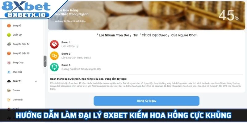 Hướng dẫn làm đại lý 8Xbet kiếm hoa hồng cực khủng