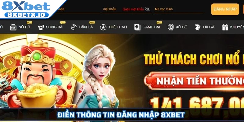 Điền thông tin đăng nhập 8Xbet