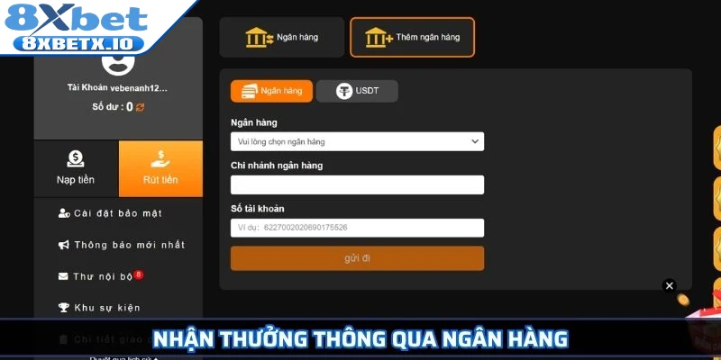 Nhận thưởng thông qua ngân hàng